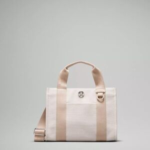 Lululemon Two Tone Canvas Mini Tote Bag 4.5L in Mojave Tan and Light Ivory NWT